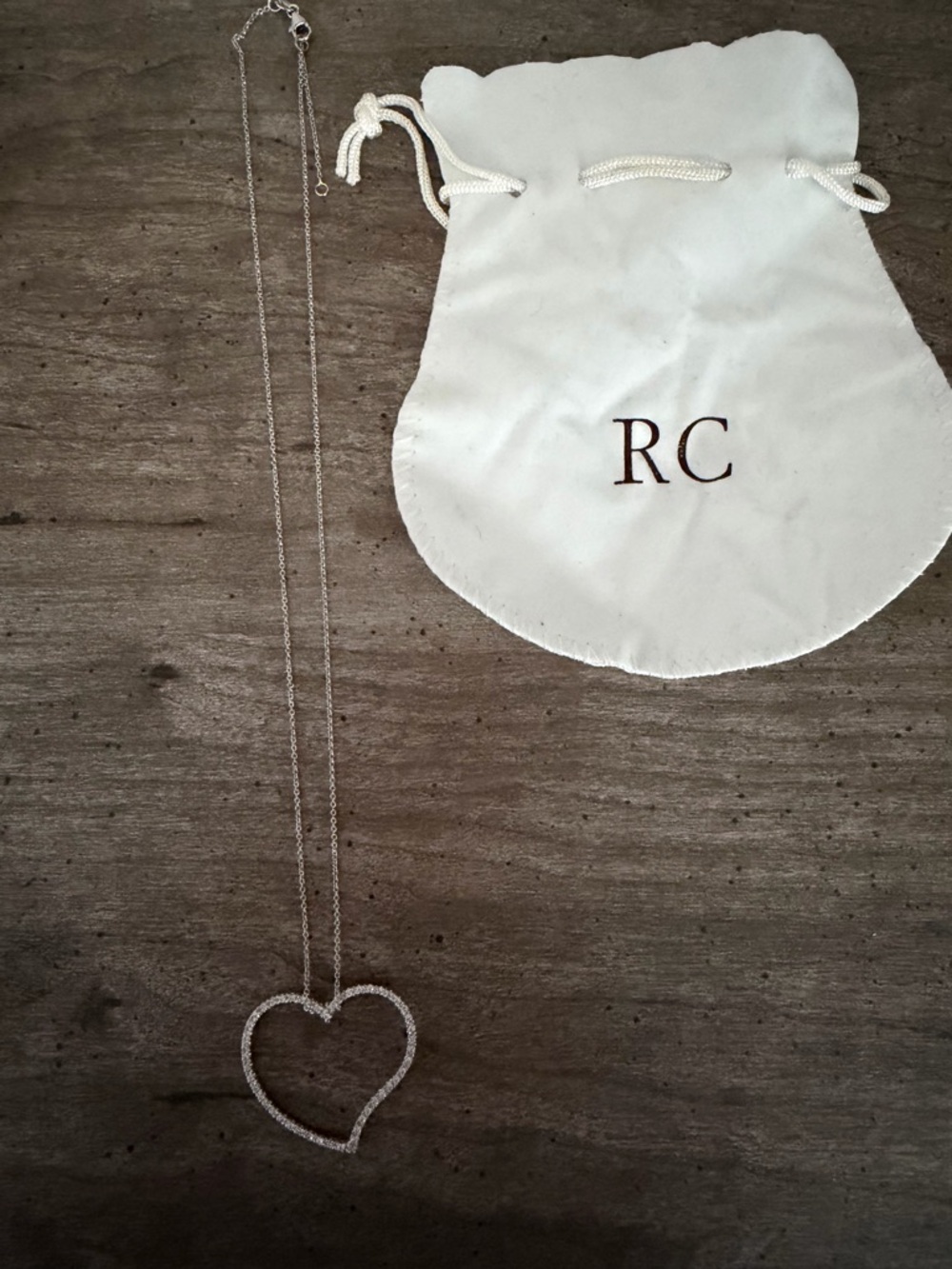 Roberto Coin Open Heart Diamond Pavé Necklace - white gold Chain - Picture 2 of 3